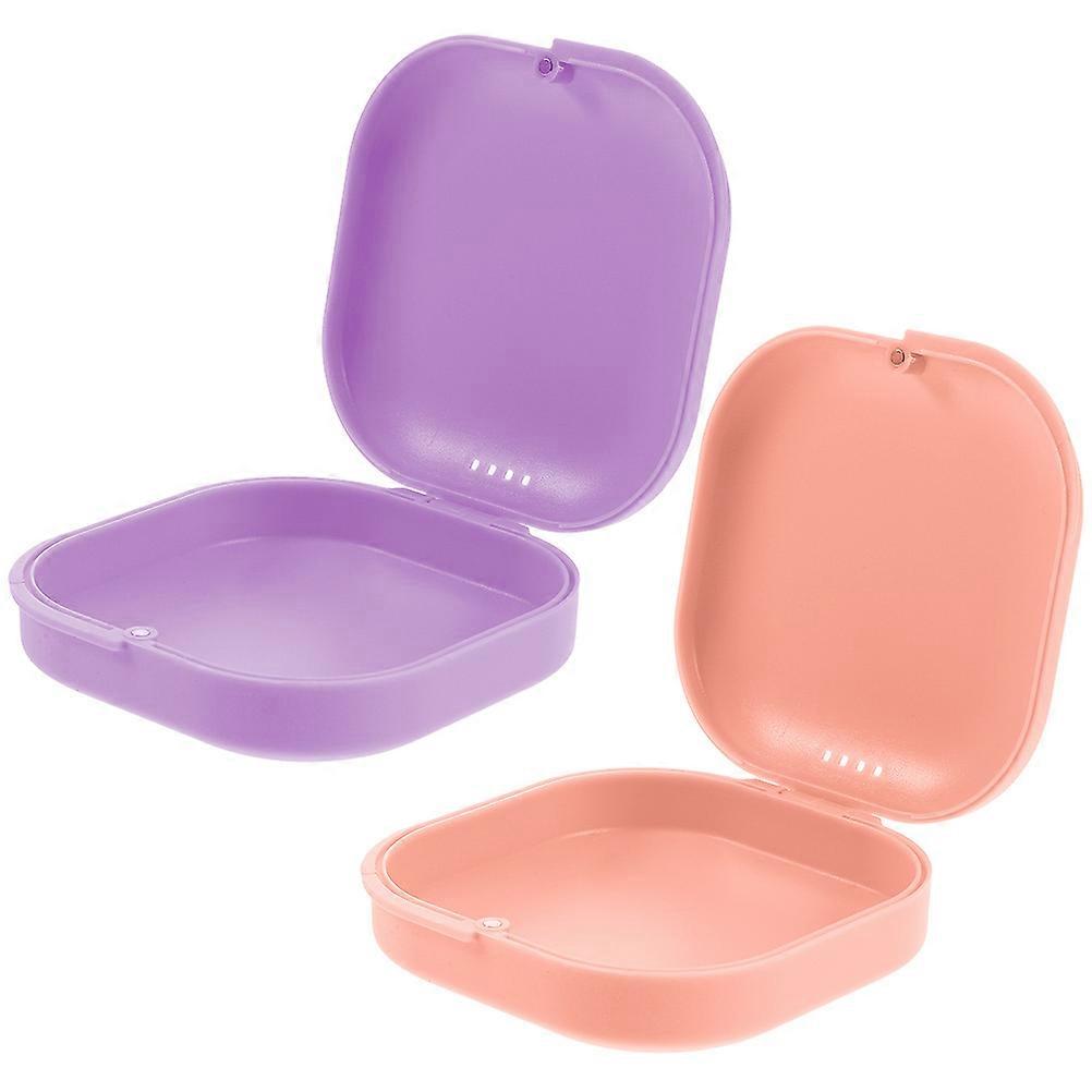 2Pcs Colored Retainer Case Breathable Portable Retainer Storage Box