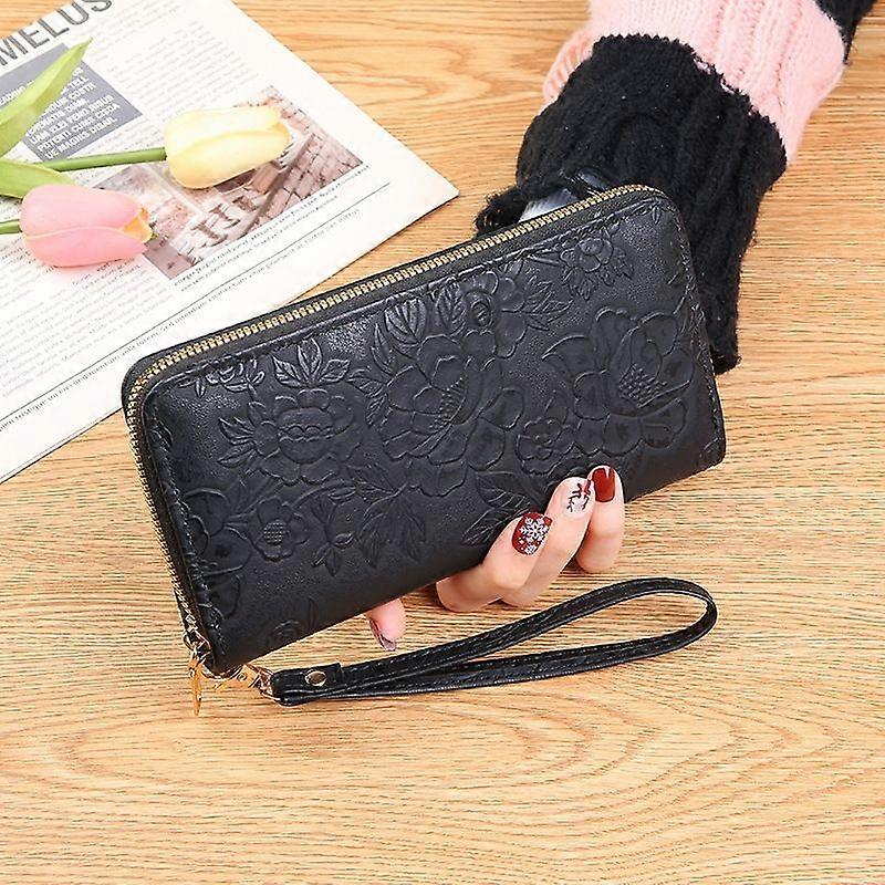Large Capacity Embossed Long Zippered Wallet