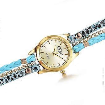 Wrap Around-klocka Leopardmönster Dammodeklockor med armband