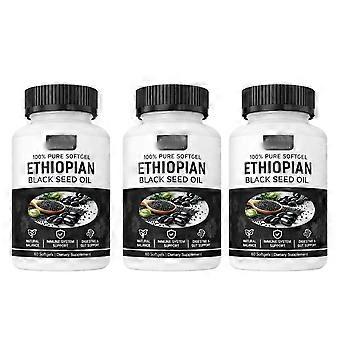 3x 100% äthiopisches Schwarzkümmelöl, Nahrungsergänzungsgels und Kautabletten, 60 Stück
