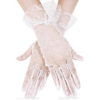 Gants courts en dentelle PENTA ANGEL style vintage années 60, élégants gants à pois en résille pour tea party, costumes de mariée et d'Halloween.
