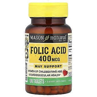 Mason Natural, Folic Acid, 400 mcg, 100 Tablets, 6-Pack