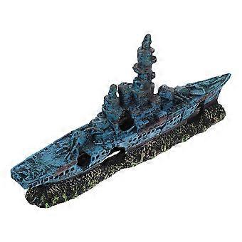 Cachette pour aquarium, ornement décoratif en résine en forme de bateau.