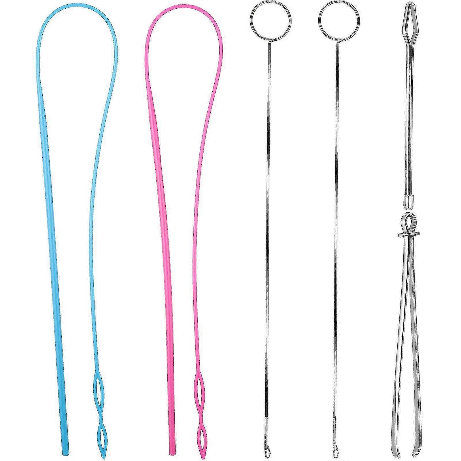 6 Pieces Sewing Loop Kit, Loop Turner Hook Flexible Drawstring Threader Metal Tweezers Long Loop Tu