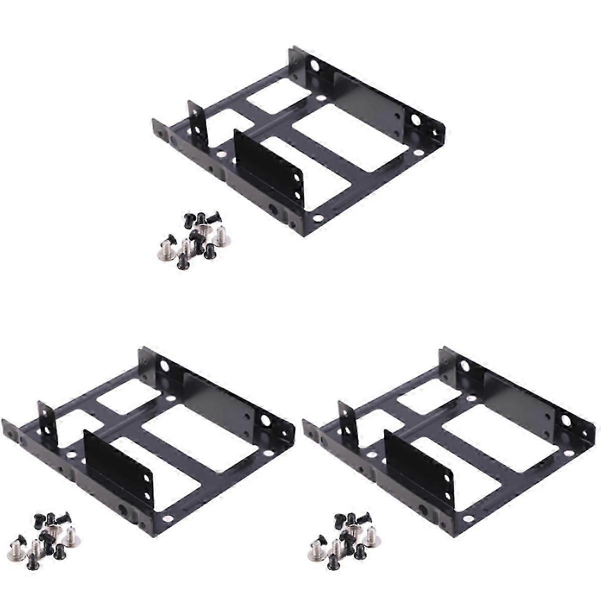 2.5 to 3.5 Inch Hard Drive Bracket, Metal Internal Mounting Rails for 2.5 SSD HDD, Desktop Computer Bracket, 3 Pack with Screws