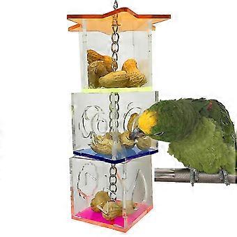 Food Box Food Bowl Forager Chew Toy, Bird Foraging Toy Box Transparent