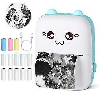 Mini Printer, Thermal Printer Mobile Printer Portable Photo Printer Mini Photo Printer For Smartphone Compatible With Android Ios With 14 Rolls Of Pri