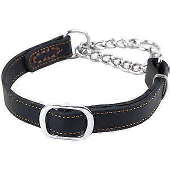 Veeki Collars For Dogs, Genuine Leather Training Dog Collar, Stainless Steel Chain Anti-escape No Pull Dog Collar For Medium Large Dogs,(13.8in-18.9in