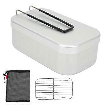 Lunch Box Steaming Rack Set Foldable Handle Aluminum Alloy Camping Bento Box compatible with Picnic Camping Hiking Fishing