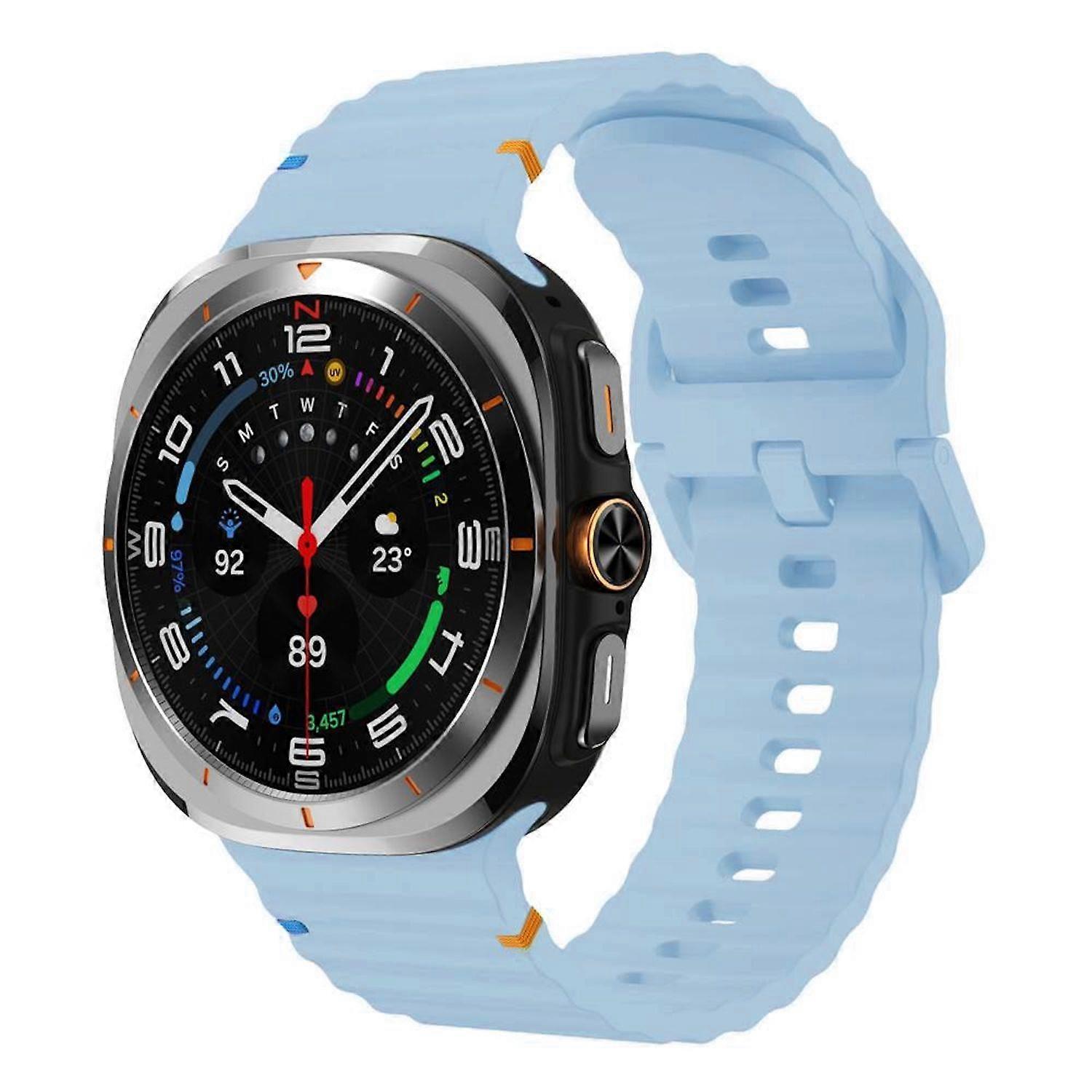 For Samsung Galaxy Watch 8 / 8 Classic Design Wave Structure Silicone Strap Light Blue Size: L