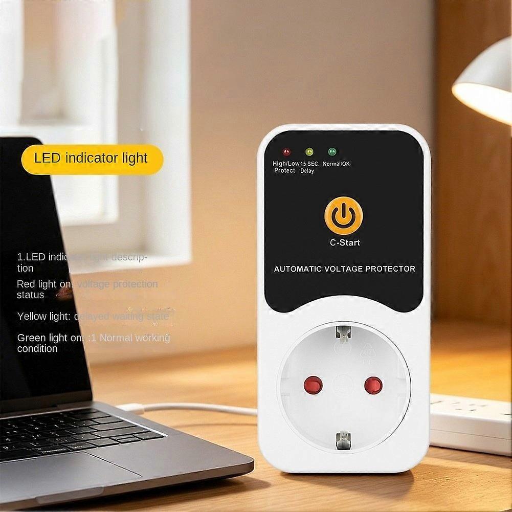 Voltage Protector Socket over/Under Voltage Safety Protect Adjustable 16A Voltage Protector Socket Refrigerator EU Plug