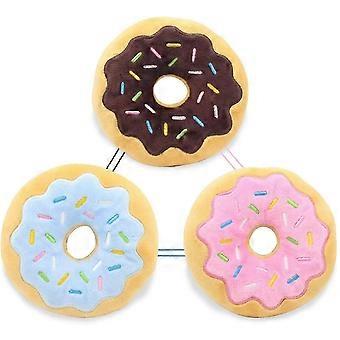 Donut Pluche Piepend Hondenspeelgoed Set Voor Kleine en Middelgrote Puppy Honden Katten Huisdieren Interactief Geluid Kauwen Speelgoed (3 Pack)