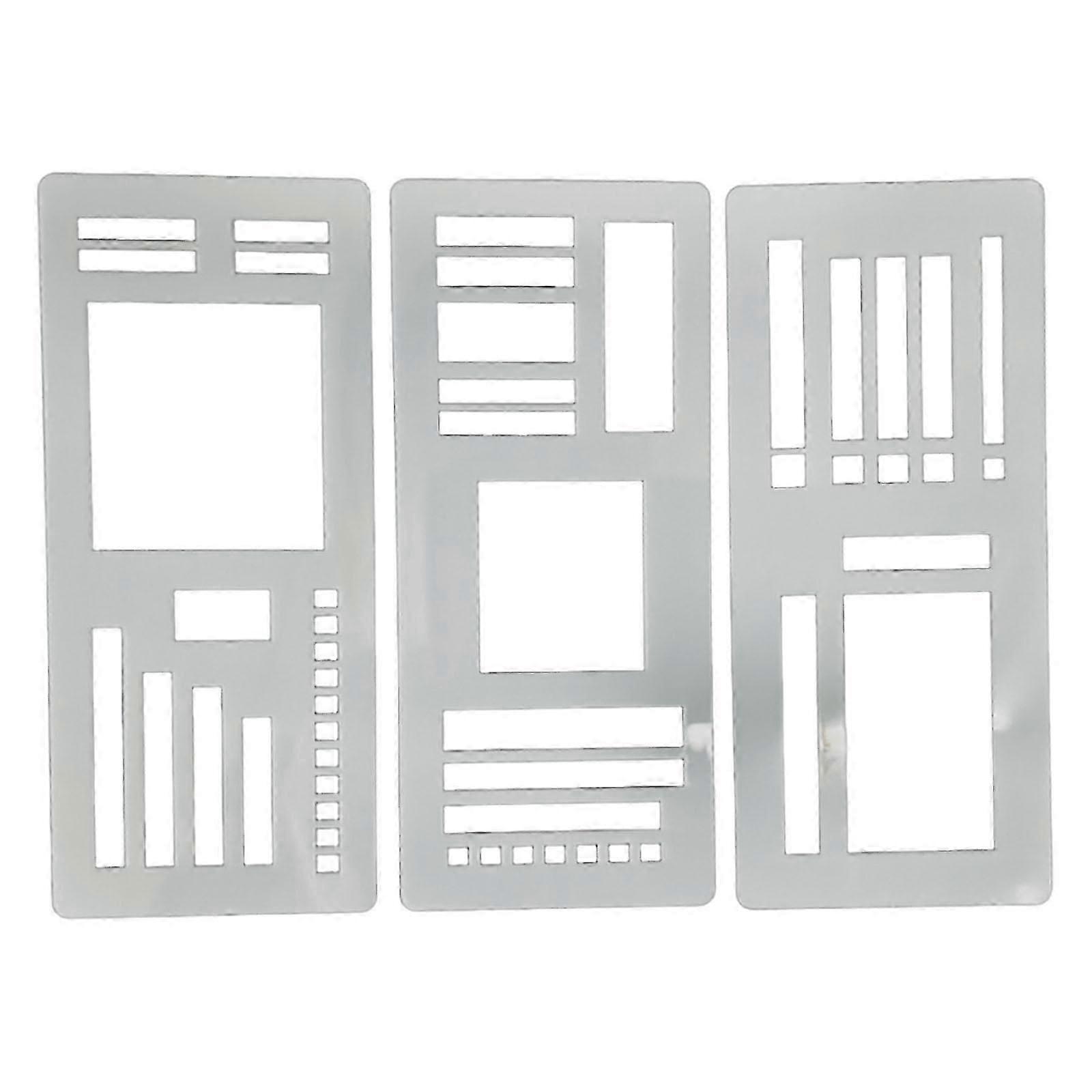 3 Pieces Journal Stencil Drafting Tool DIY Drawing Templates Planner Stencils