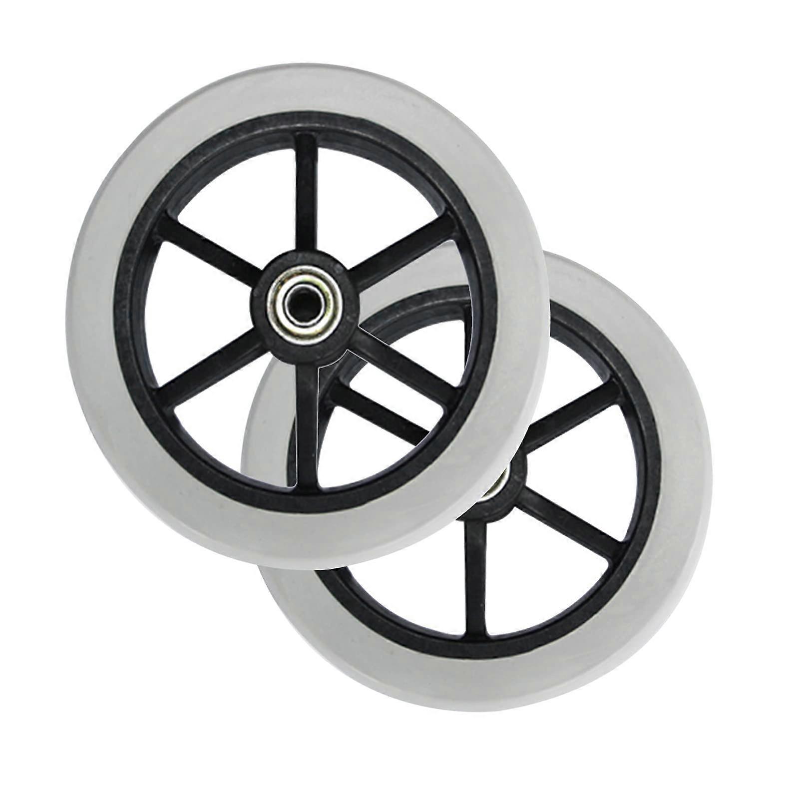 6 Inch Solid Gray Wheelchair Front Caster Wheels, PunctureProof Rubber Design for Smooth Rolling