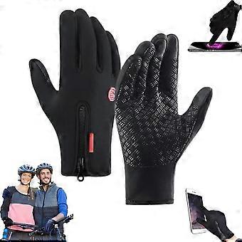 Waterproof Windproof Thermal Touch Screen Winter Gloves for Men and Women, Polar Fleece Warm Black XL