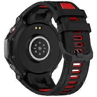 Replacement Strap Soft Silicone Double Color Watch Band Black Red for Men and Women for Amazfit TRex 3
