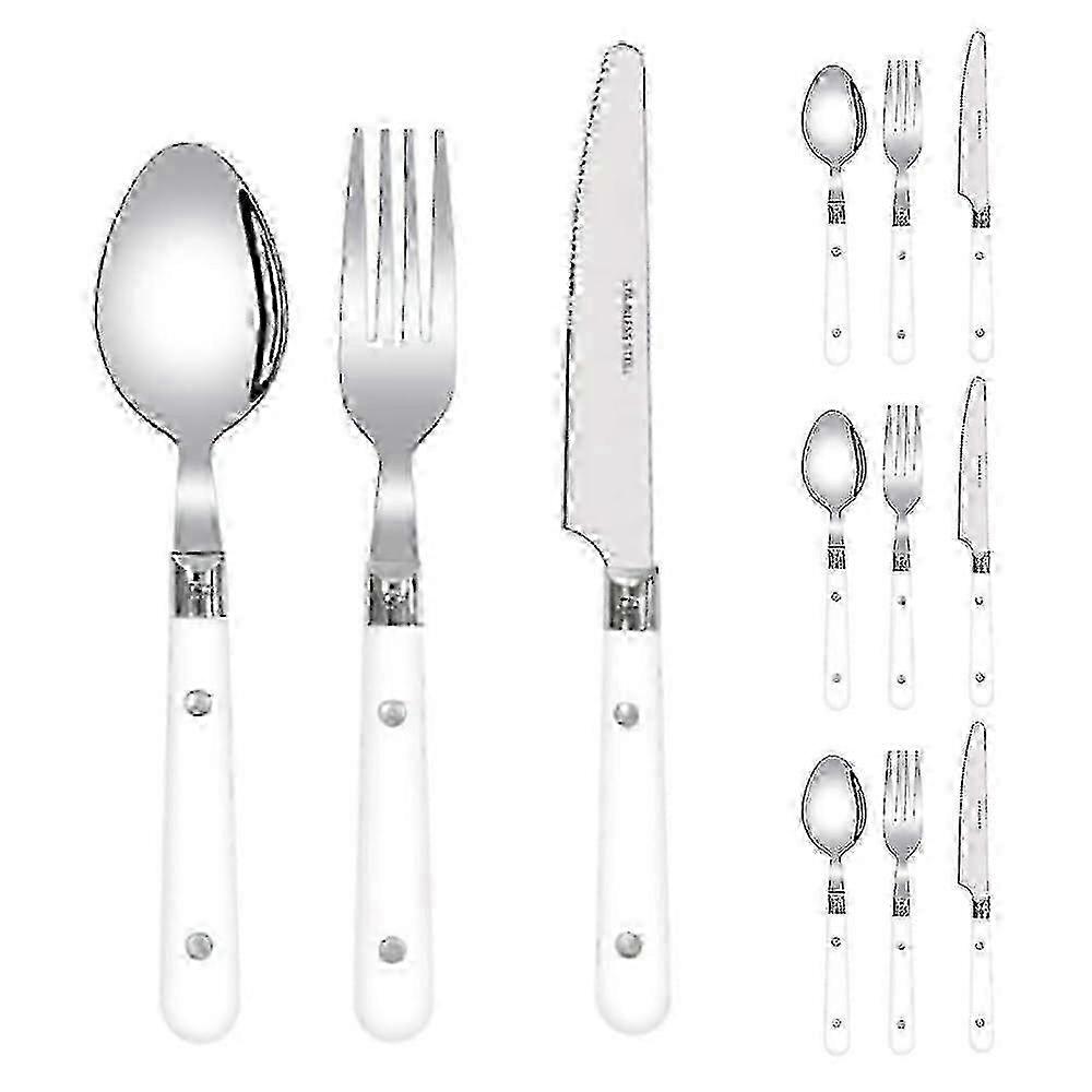 12 pieces white cutlery set compatible with kitchen tableware