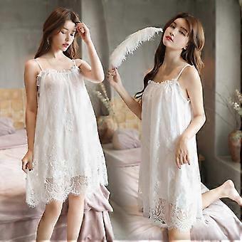 Sexy suspender pajamas transparent erotic underwear women's lace loose perspective seduction nightdress home princess dress