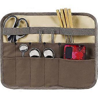 Canvas Roll Up Cutlery Bag, Hanging Storage Organizer with Multiple Pockets for Camping, Travel, BBQ Kitchen Utensils - Compact & Washable