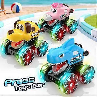For Kids: Sturdy Play Vehicle, Press And Go Car Toy, Durable Friction Powered Monster Truck Set with LED Light-Up Cartoon Animal