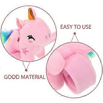 Stuffed Unicorn Slap Bracelet Comfortable Wristband for Decor 2Pcs Pink Plush Material