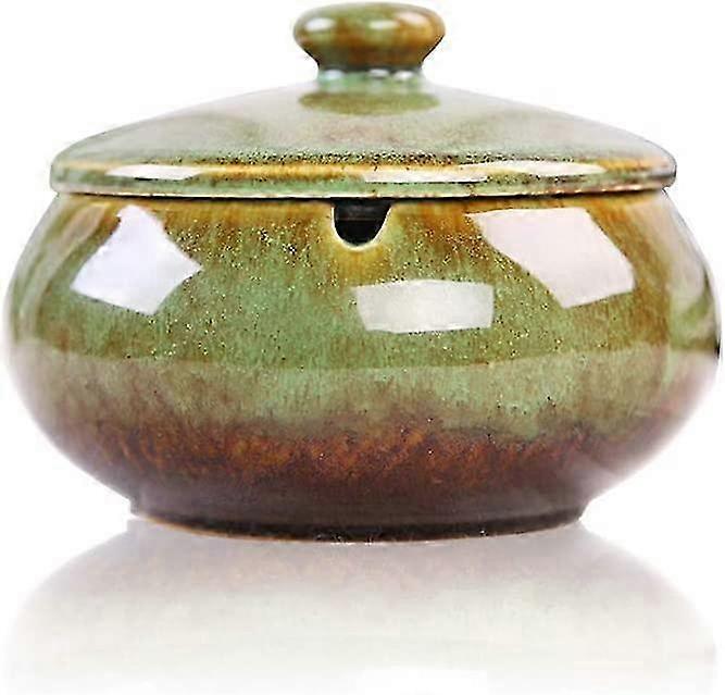 Deep Ceramic Ashtray With Secure Lid