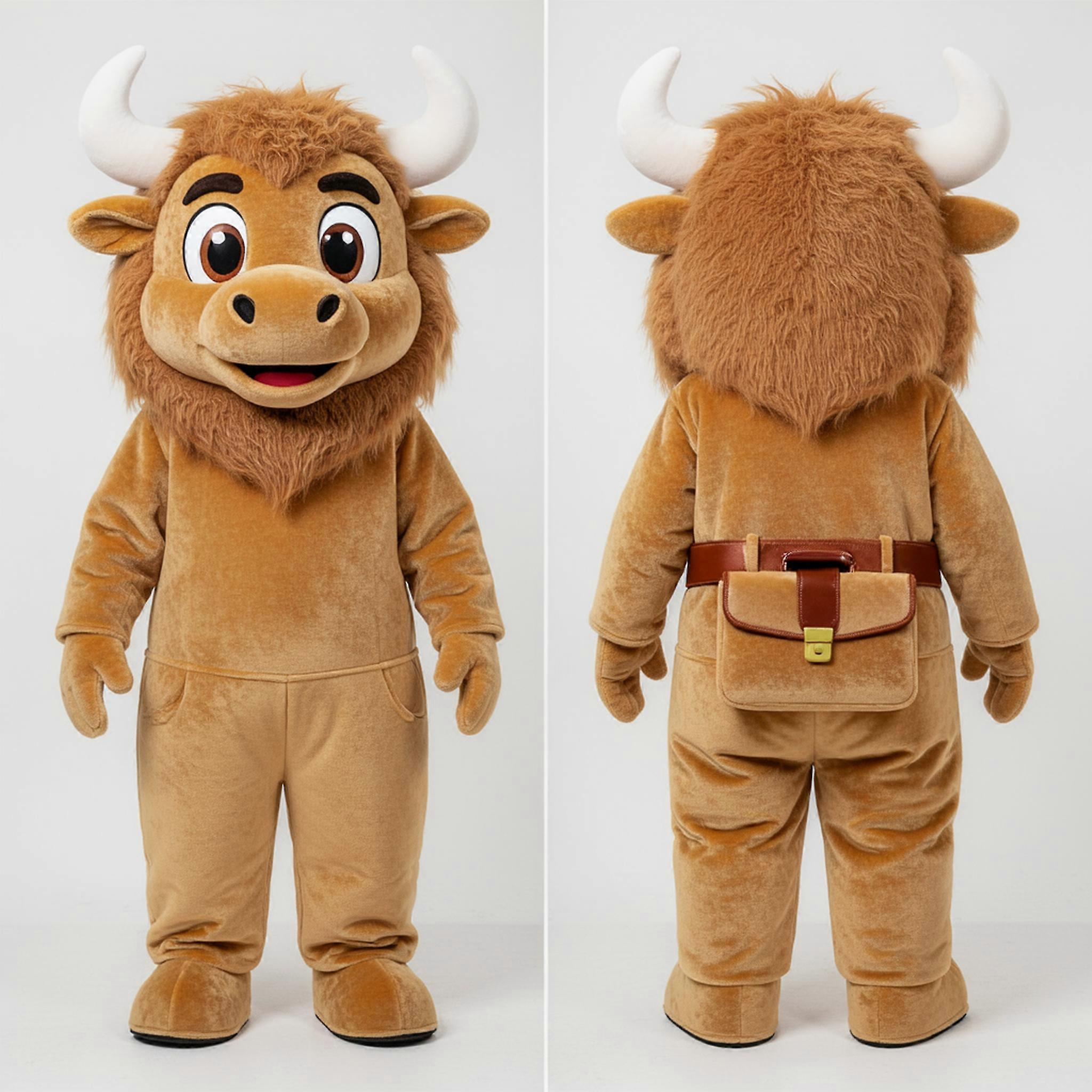 MASTICOT Tan Furry Bison Mascot