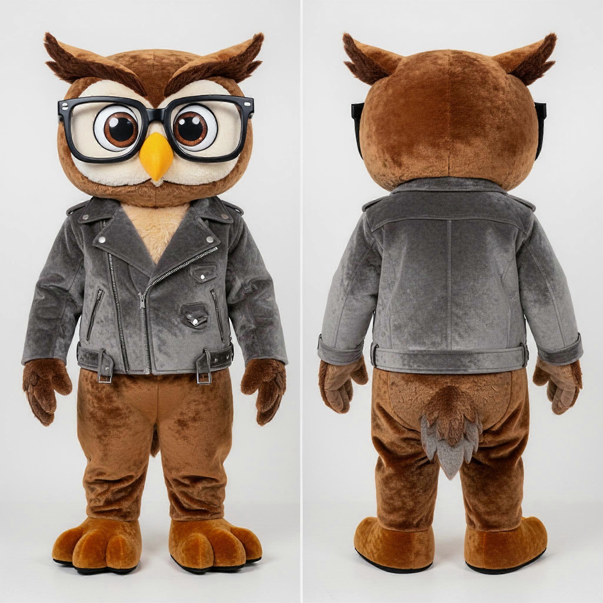 MASTICOT Tan Fluffy Owl Mascot