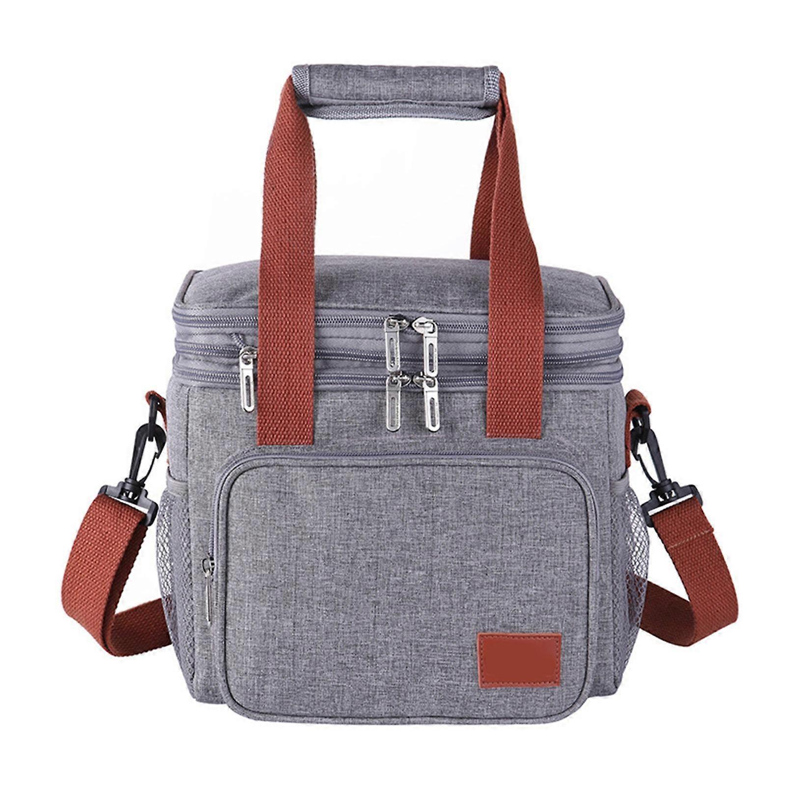 Double Layer Insulated Lunch Bag with Adjustable Strap for Office
