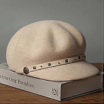 Women's Wool Blend Beret Hat 1 Pc, Japanese Retro French Octagonal Newsboy Cap Duckbill, Flattering for Autumn Winter
