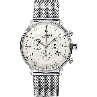 Junkers Bauhaus Quartz analog mænds ur med 6086M-5 rustfrit stål armbånd