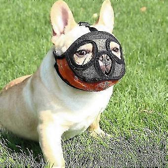 Muselière pour chien à museau court, en maille ajustable et respirante, résistante aux morsures, compatible avec les bouledogues, les carlins et les shih tzus.