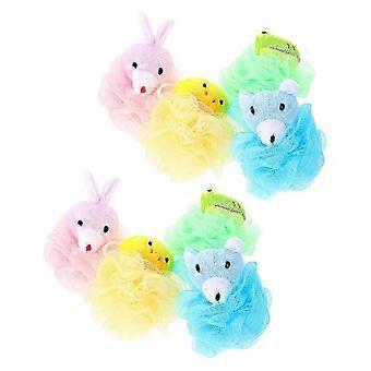 16Pcs Kids Bath Balls Cartoon Animal Shower Balls Set, PE Loofah Sponges with Hanging Rope for Bath Time