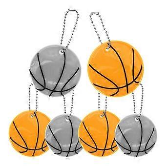 Basketball Accessories Reflective Pendant 6Pcs Fashionable Design Safety Warning Key Ring Set