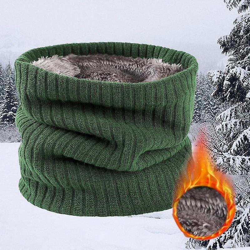 Winter Scarf For Men Fleece Ring Bandana Knitted Warm Solid Scarf
