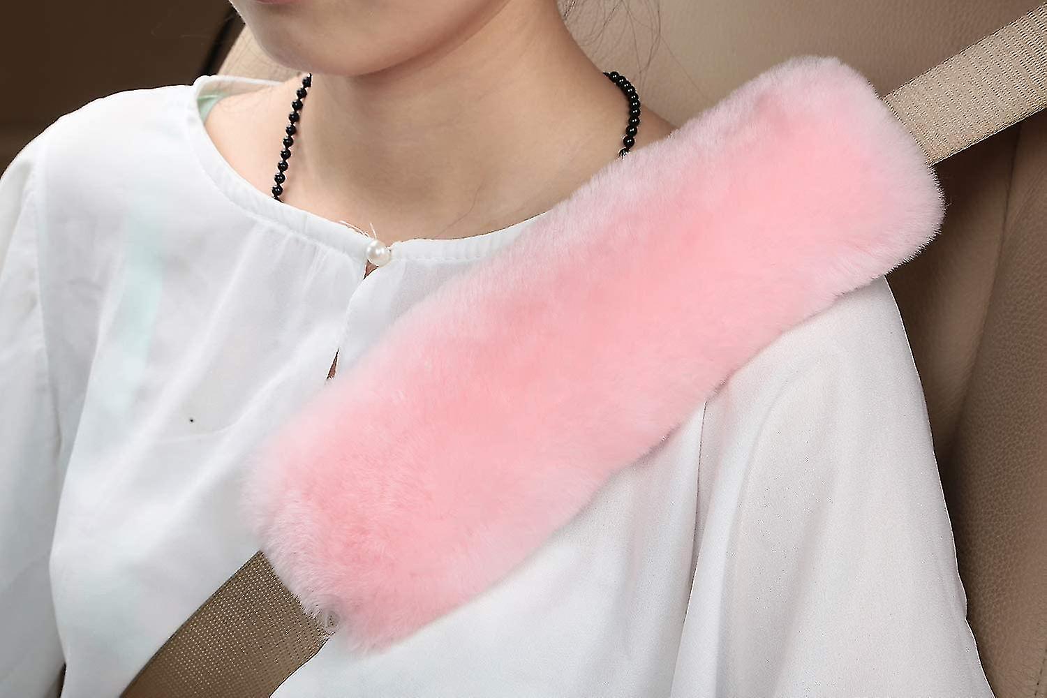 Um 2cspack High-density Fluffy Wool Auto Seat Belt Cover For Adult Youth Kid Toddlers -soft Warm Car Truck Suv Camera Backpack Strap Shoulder Pad