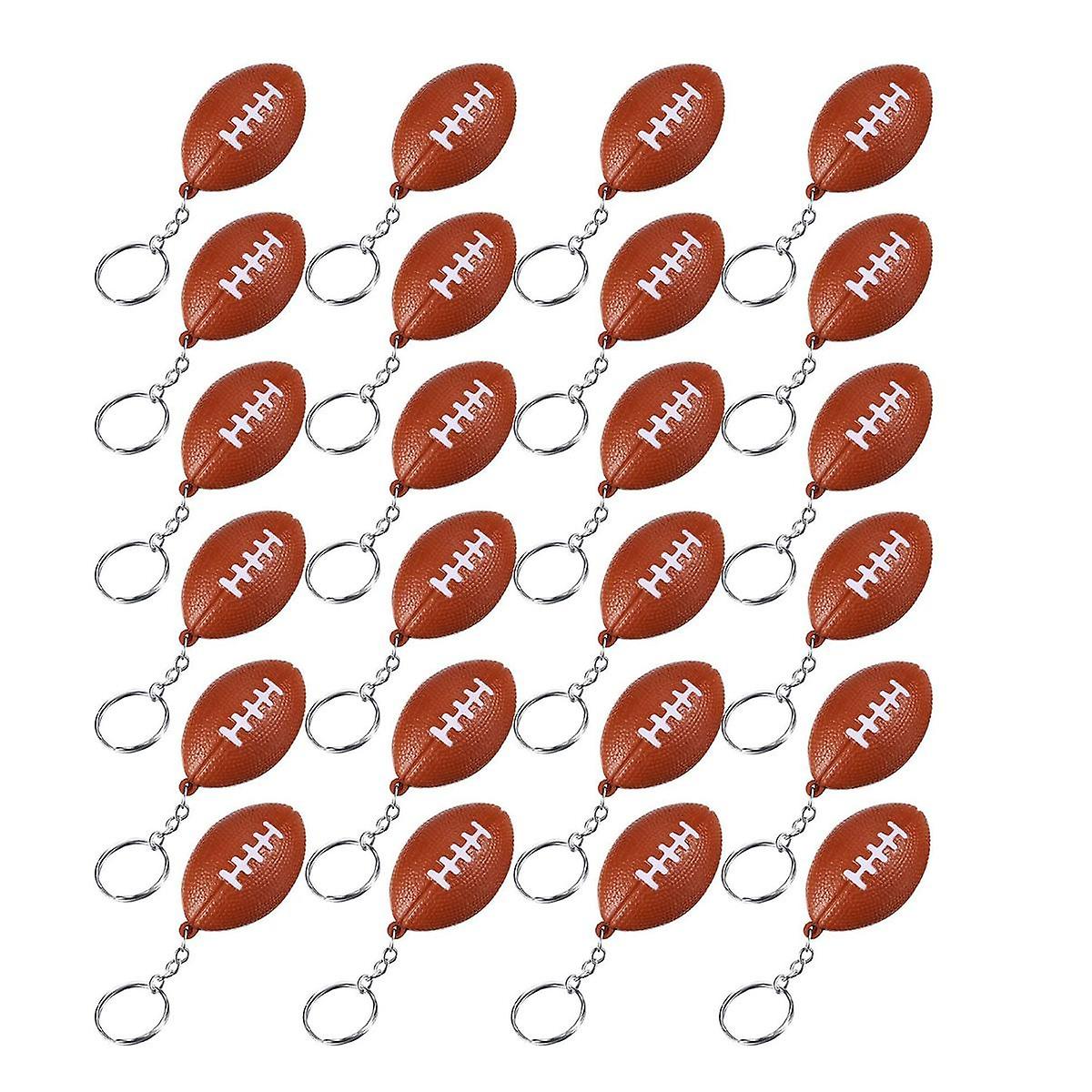 24 Pack Football Keychains,Mini Rugby Stress Ball Keychains,Sports Ball Keychains,School Carnival R
