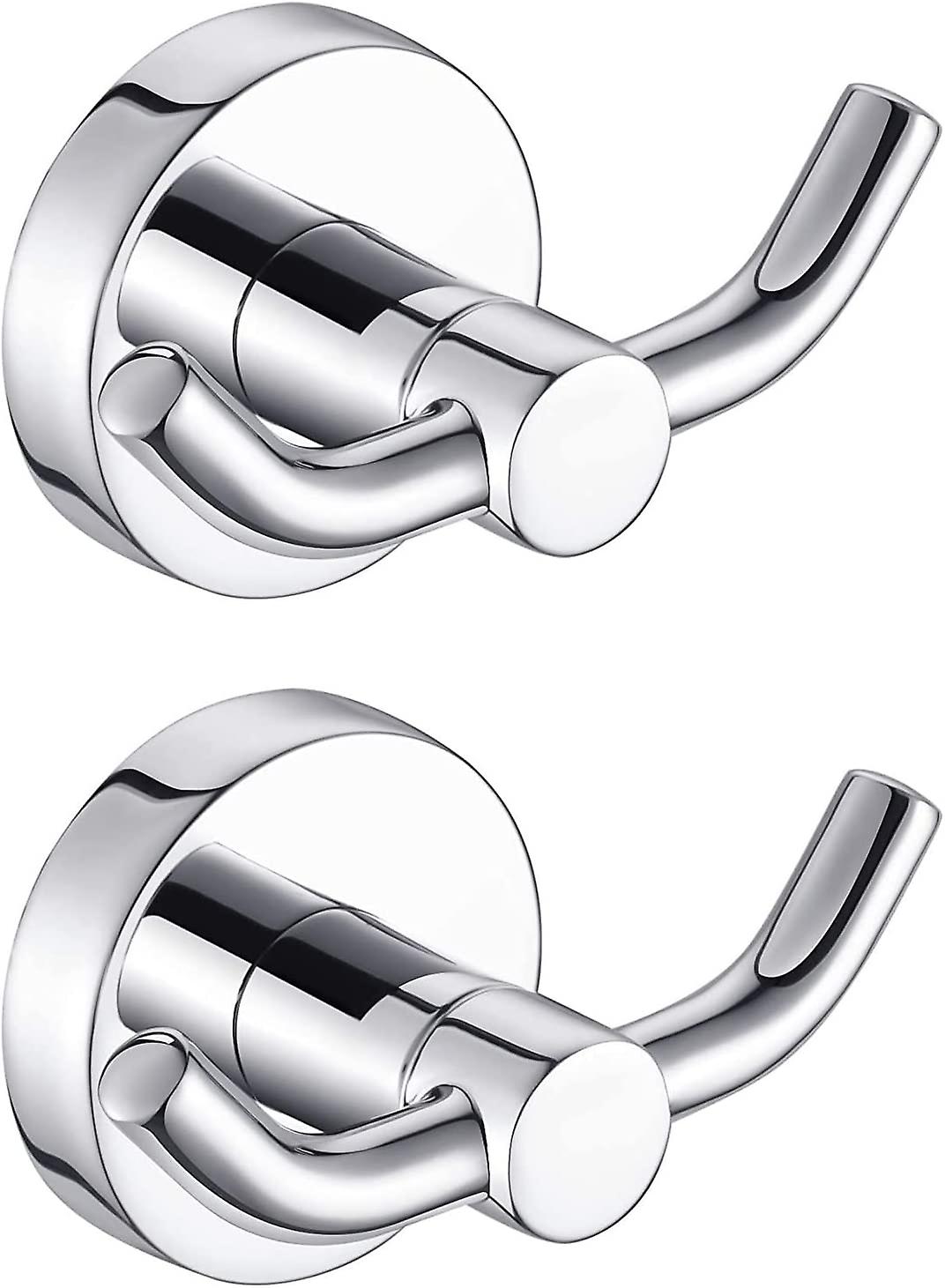 2pack Chrome Bathroom Hooks for Towels | Modern Double Towel Hook Design Ideal for use as Robe