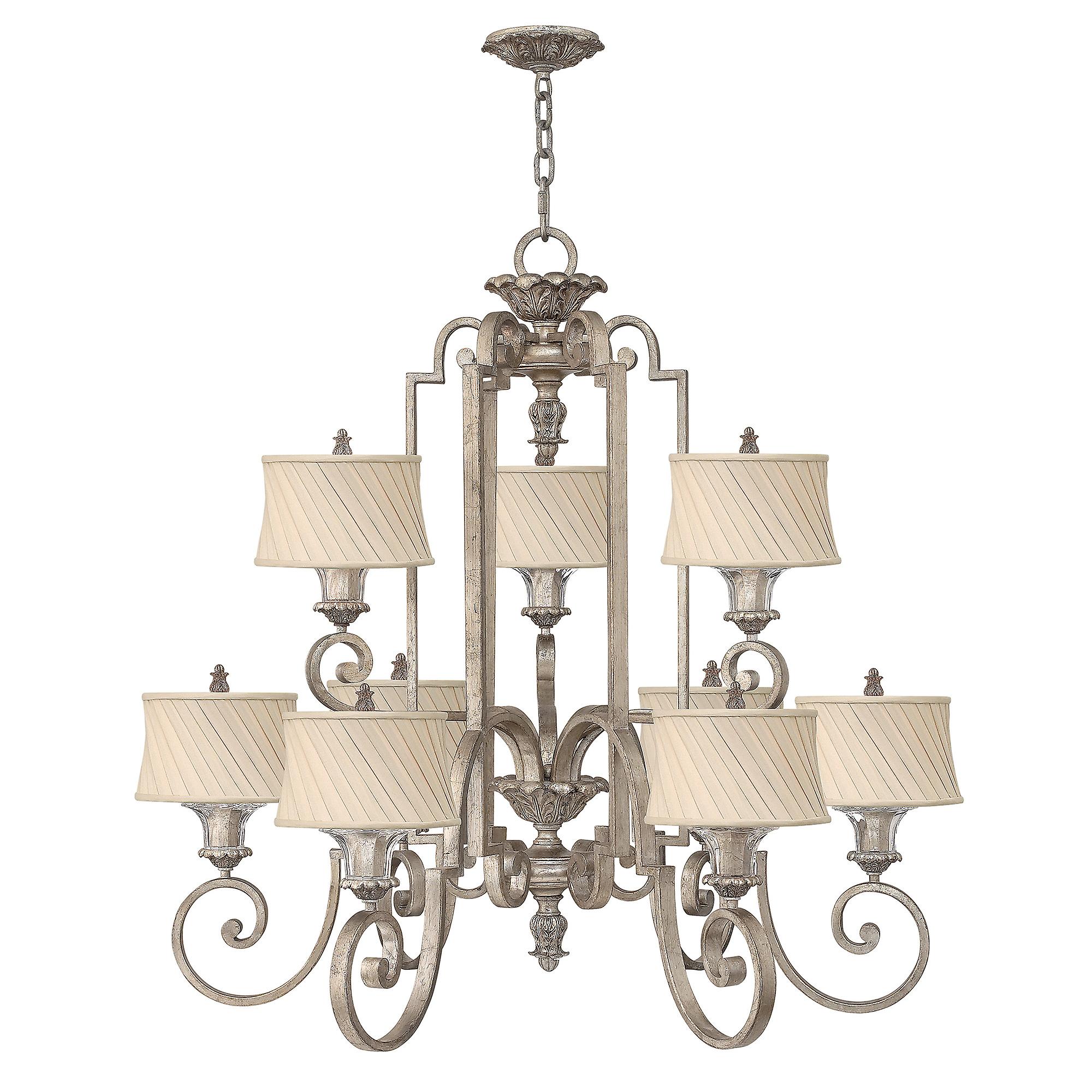 Elstead Kingsley - 9 Light Multi Arm Chandelier Silver Leaf Finish, E27