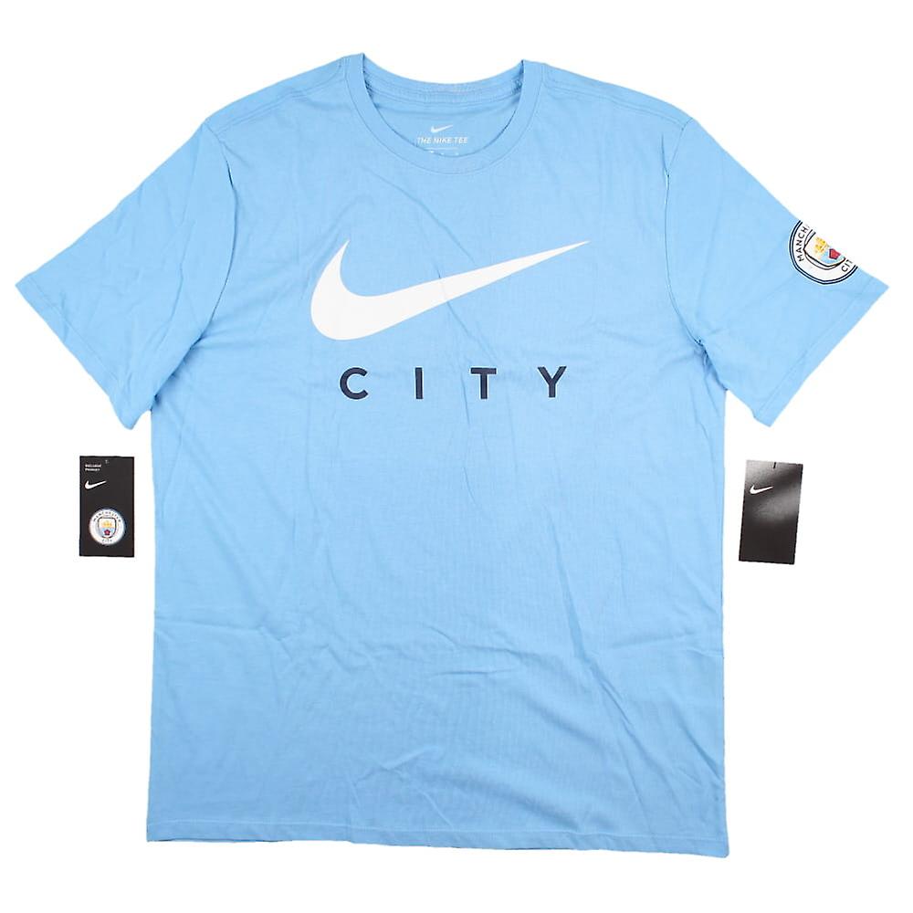 2018-2019 Manchester City T-Shirt Swoosh - Feldblau