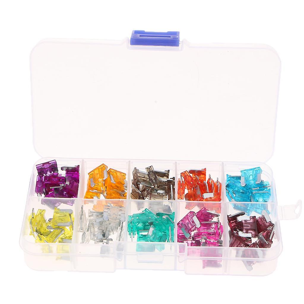 100pcs Mini Size Auto Blade Car Fuses Assortment Kit Replacement 3A-40A