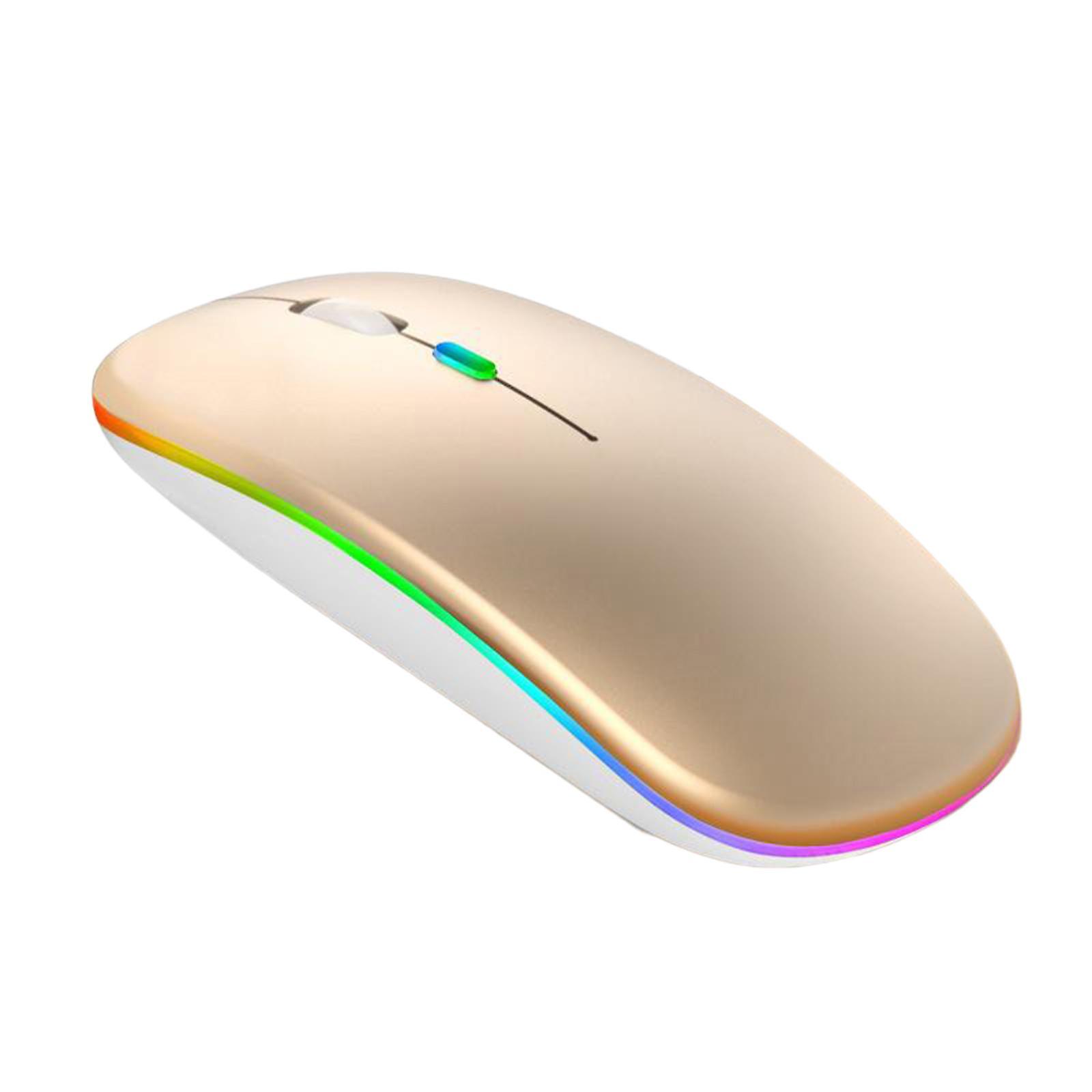 Silent LED Wireless Mouse Rechargeable Optical Office Laptop Golden