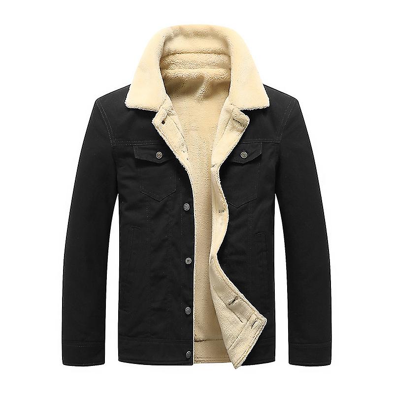 Vinterjakke for menn Lapel Solid Color Thickened Thermal Cotton Jacket