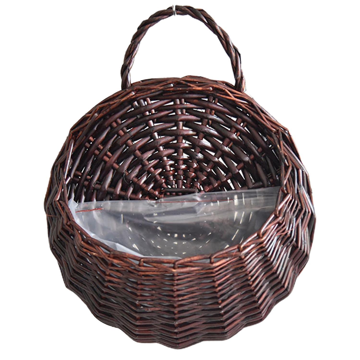 1 Set Flower Basket Handmade Weaving Multi-Function Rattan Wall Fence Hanging Pot Plants Holder