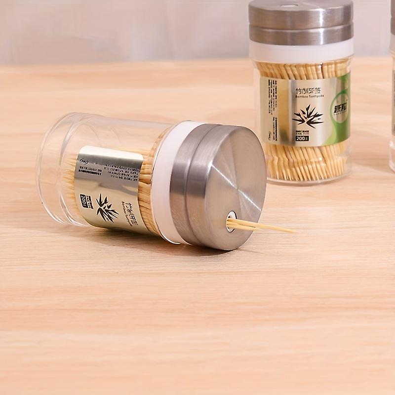 300 Pcs Sturdy Bamboo Toothpicks With Reusable Holder - Perfect For Cocktails Appetizers And More!