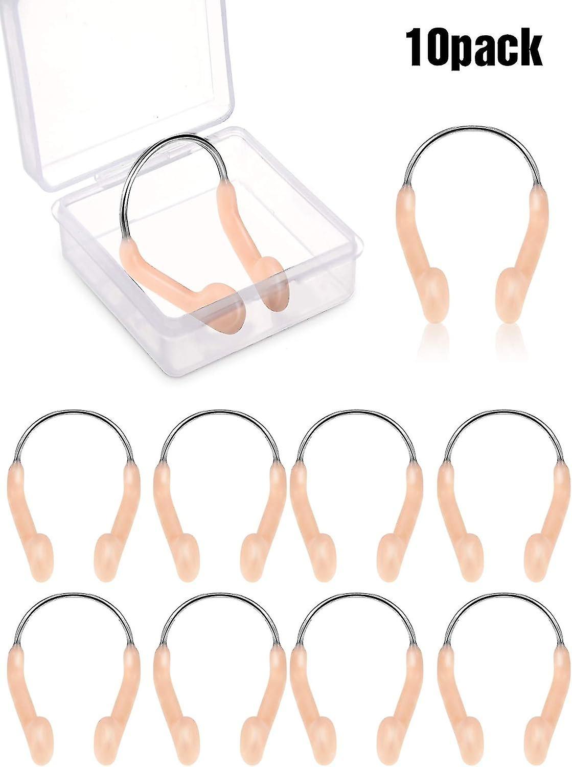 Silicone Nose Plugs Swimming Nose Clips Training Nose Protector With Steel For Adults Swimming Competition Using (skin Color)(10pcs)