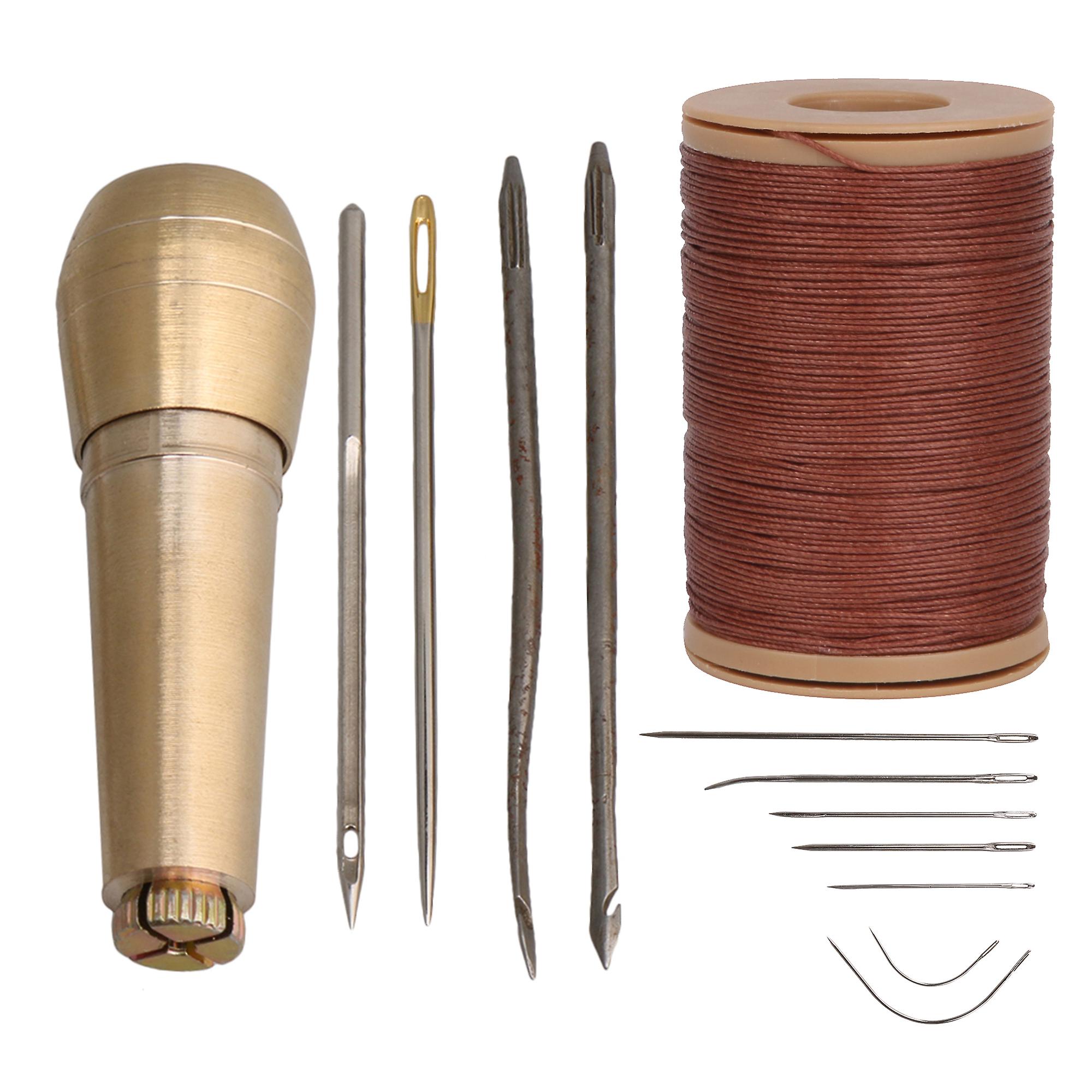 Canvas Leather Sewing Awl Stitcher w/ Brown Waxed Thread Cord 328.08 ft