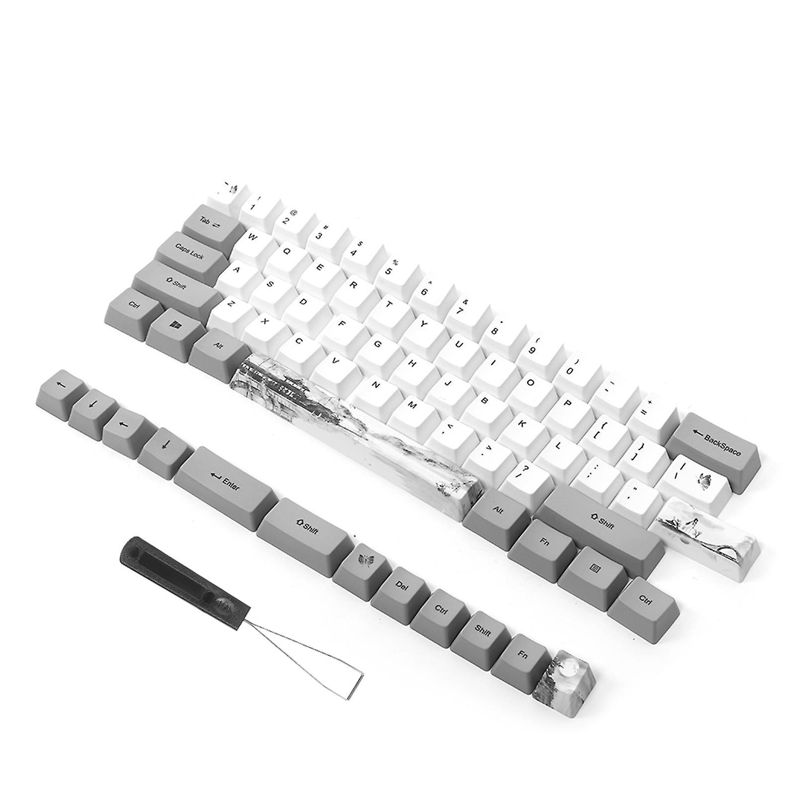 73PCs Sublimation Keycaps PBT Mechanical Keyboard Accessory PC Parts with Cute Pattern(6064 Motif d'encre )