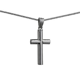 Silver 32x18x4mm handmade plain Memorial Cross with a curb...