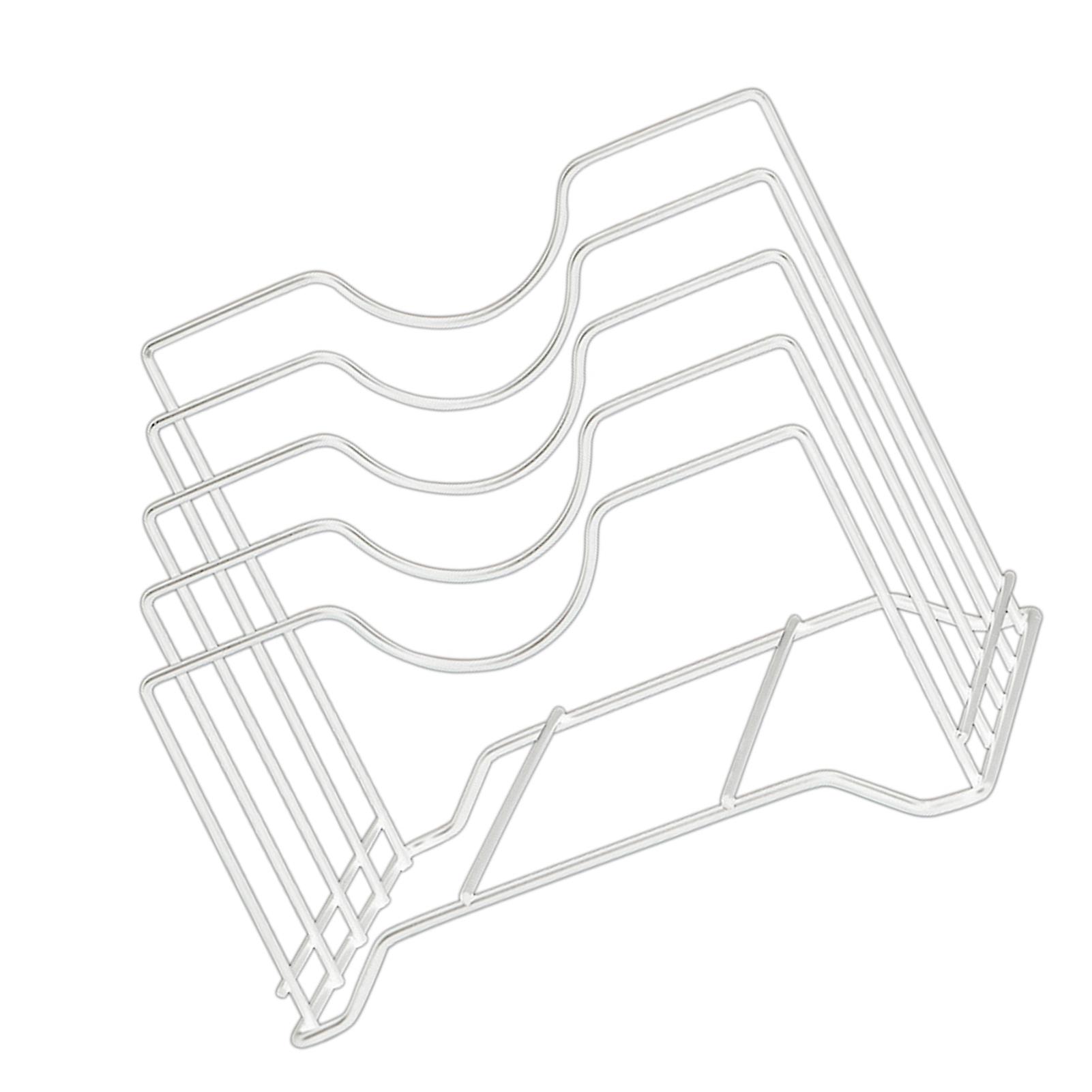 Iron Chopping Board Storage Rack: 4-Slot Integrated Pot Lid Holder for Organized Kitchen Countertop - Space-Saving Organizer(White)